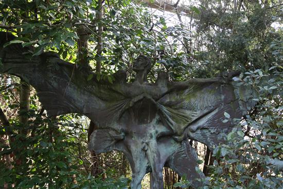 A large bronze sculpture Icarus designed by Donald Brooke H. 2.8m W.5m approx.